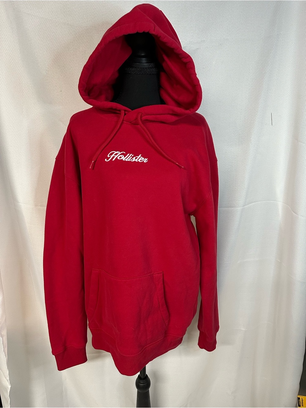 Hollister Men's Crimson Hooded Pullover with White Script